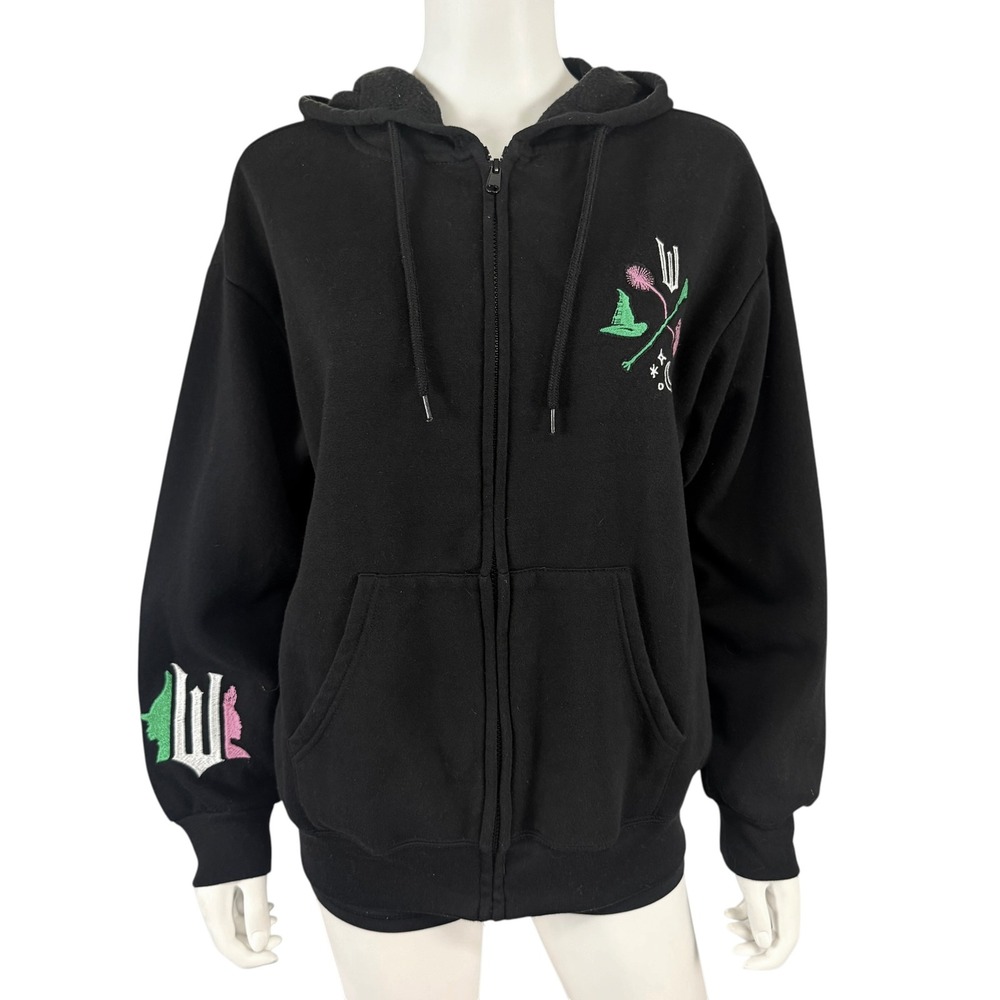 Wicked The Musical Broadway Zip Up Hoodie Black Green Embroidered Logo Large